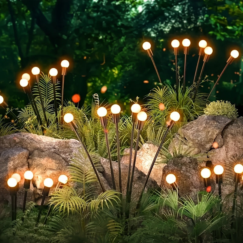 8 LED, 2-Piece Solar Garden Light, Solar Spinning Light, Wind Spinning, Solar Lawn Light, LED Wind-Powered Firefly Ball Spike Light, Garden Decoration Holiday Light