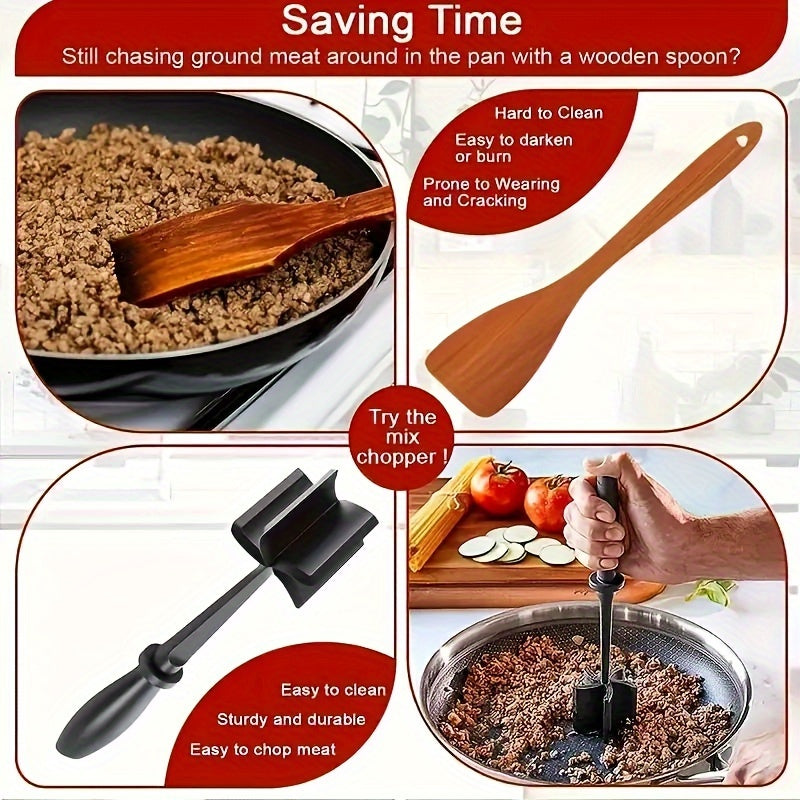 1PC Meat Grinder Heat Resistant Meat Chopper, Premium Ground Meat Masher for Burger Beef Turkey Mincing and Shredding
