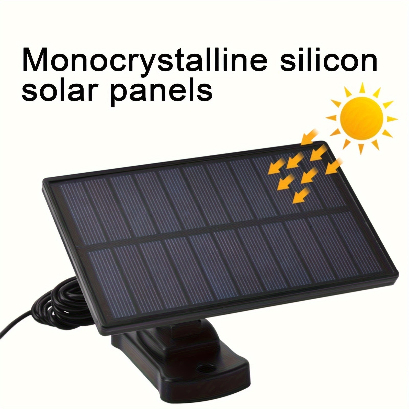 Solar Security Light with Motion Sensor - 3-Head 122 IP54 LED Dimmable, Semi-Flush Mount Plastic Wall Light, Remote Control, Solar Battery 2400mAh Lithium-Ion Battery, Non-Detachable Solar Panel - Light Source Included