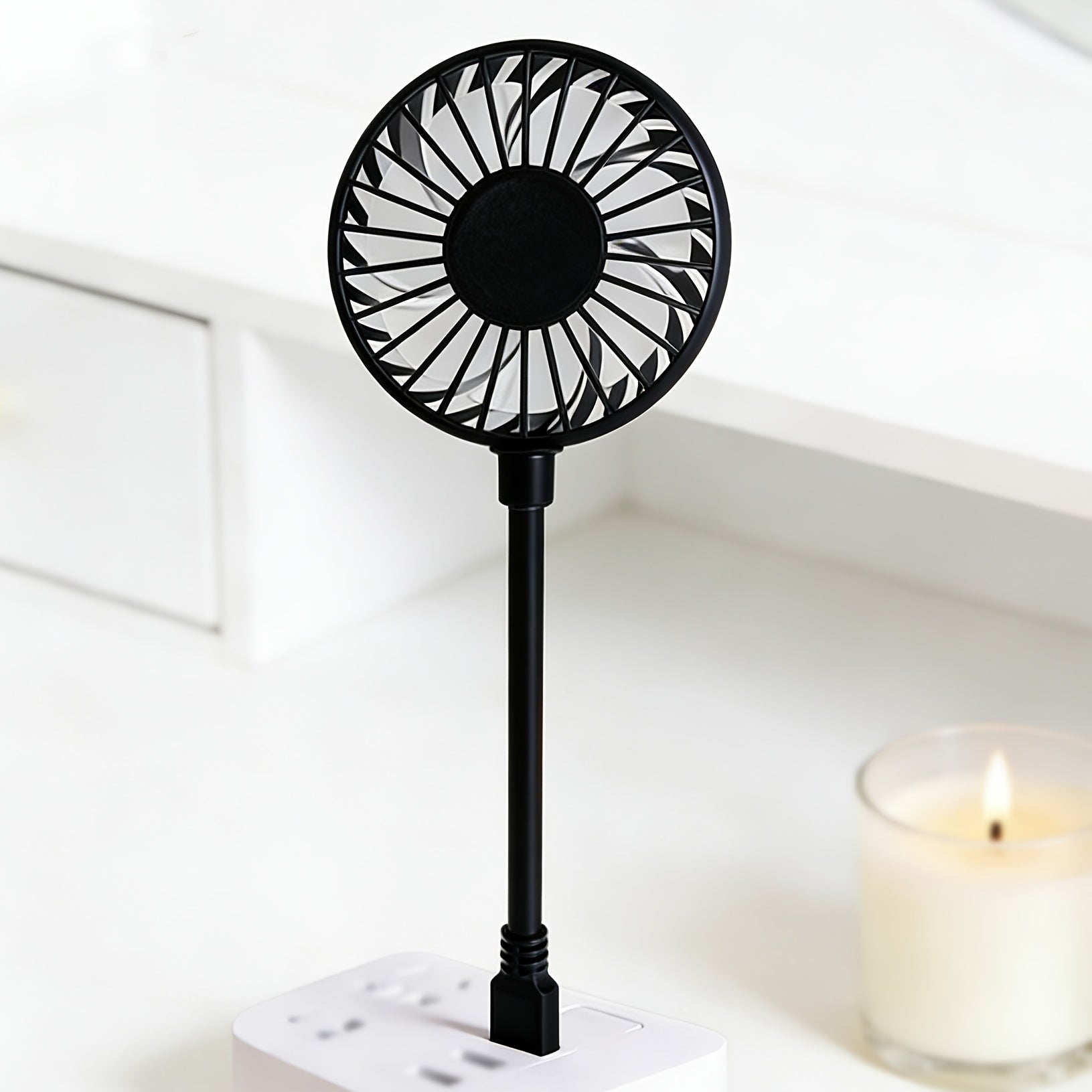 Nordic Style Black Hose Desktop Fan, 3-Speed Quiet Mini Fan, Portable Cooling Fan for Office Dorm Desk Home Use