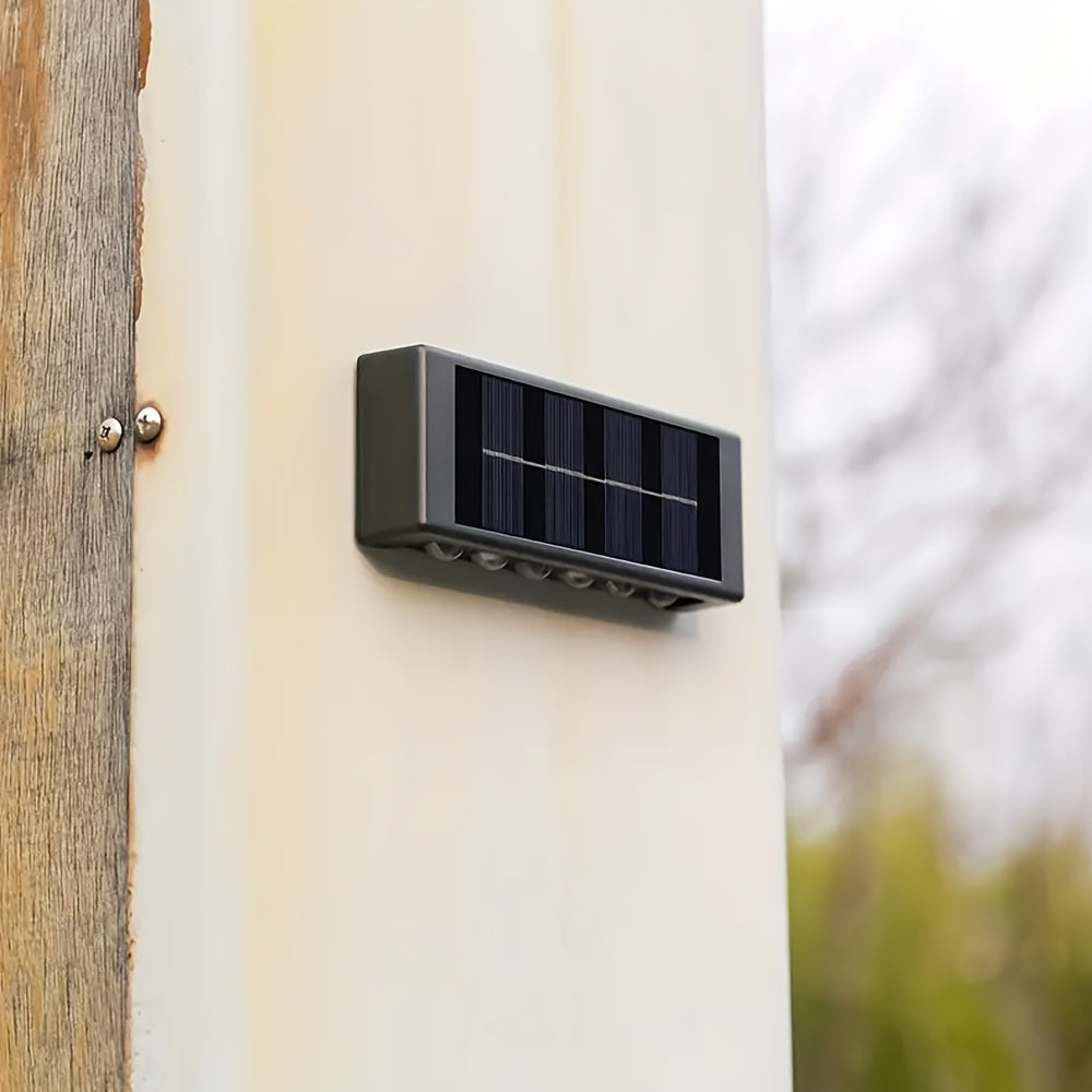 2-Pack 12LED Solar Wall Light, IP44, Outdoor Wall Light Decoration, Black Housing Up and Down Lighting Ambient Solar Light for Wall Illumination