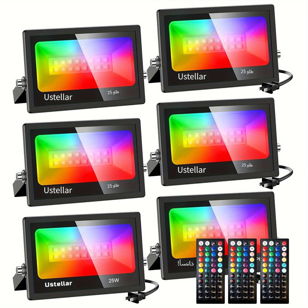 25W RGB Color Changing LED Flood Light, Indoor Outdoor, Halloween Party, Outdoor Landscape, Lighting, Light Pole, Wall Light, LED Stage Light, 1/2/4/6-Pack