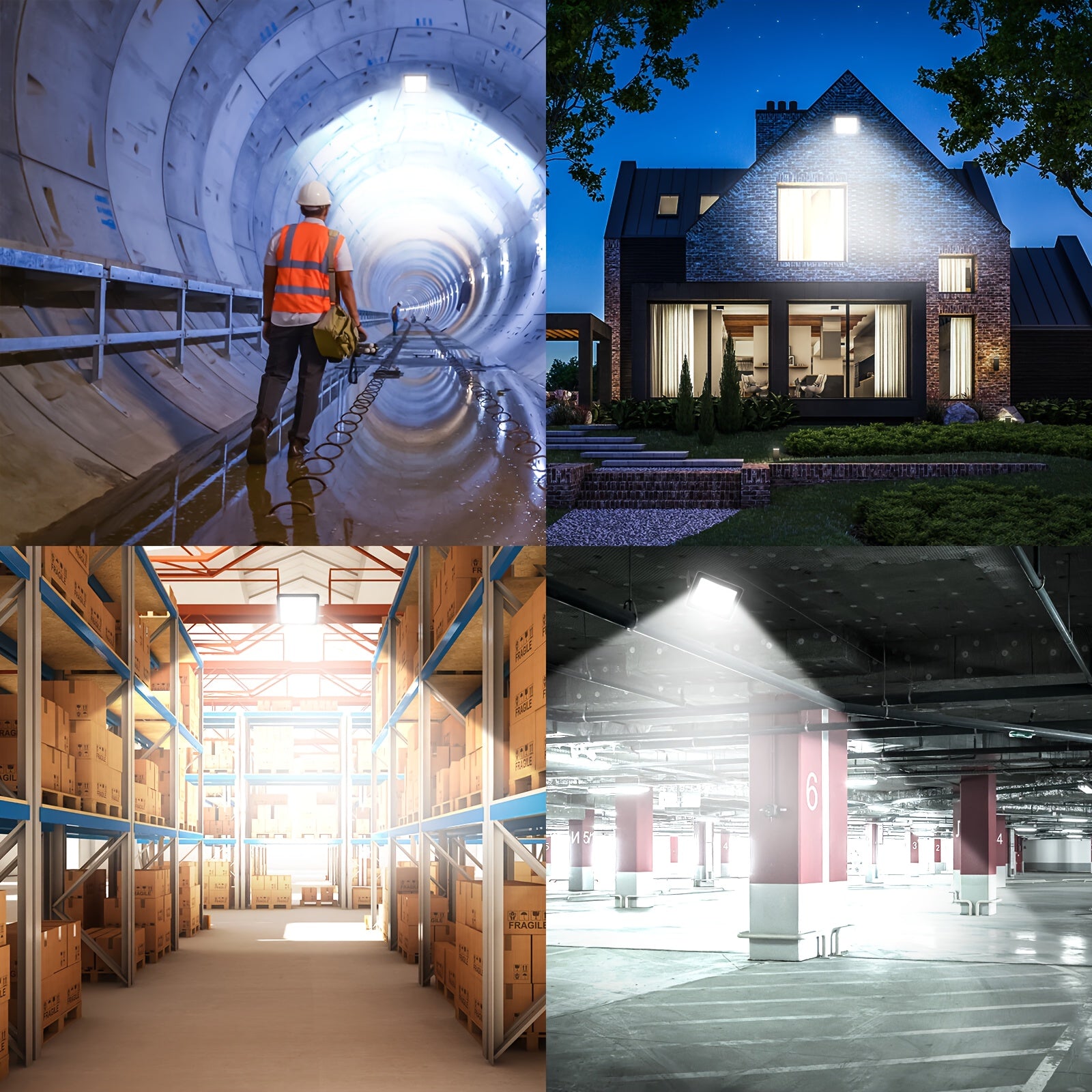100W Ultra-Thin LED Flood Light | Super Bright 6500K Daylight Color, Suitable for Outdoor and Indoor - Security Light, Suitable for Garage, Garden, Yard, Warehouse, Workshop, Parking Lot, Flood Light Bulb
