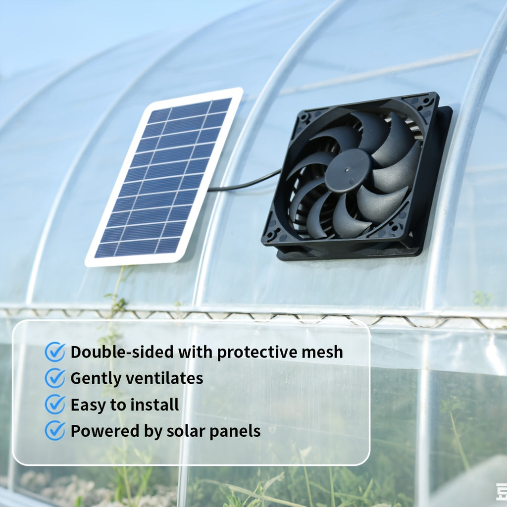 1 Piece Solar Panel + Fan, Solar Powered Electric Fan Without Battery, Detachable Solar Panel, Ideal for RV, Camping, Chicken Coop, Greenhouse, Shed, Pet House and Window Installation