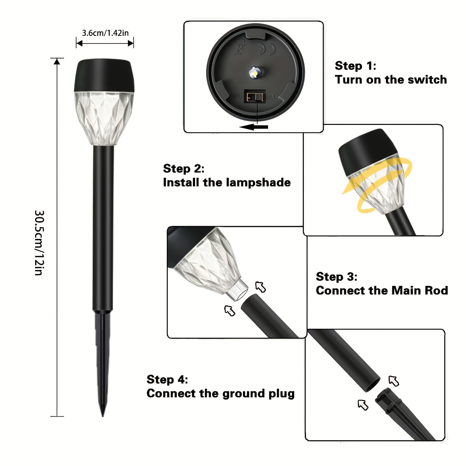 A Set of Twelve Diamond-Shaped Solar Lights, Suitable for Outdoor Use, Suitable for Various Environments and Conditions, with High Efficiency and Design