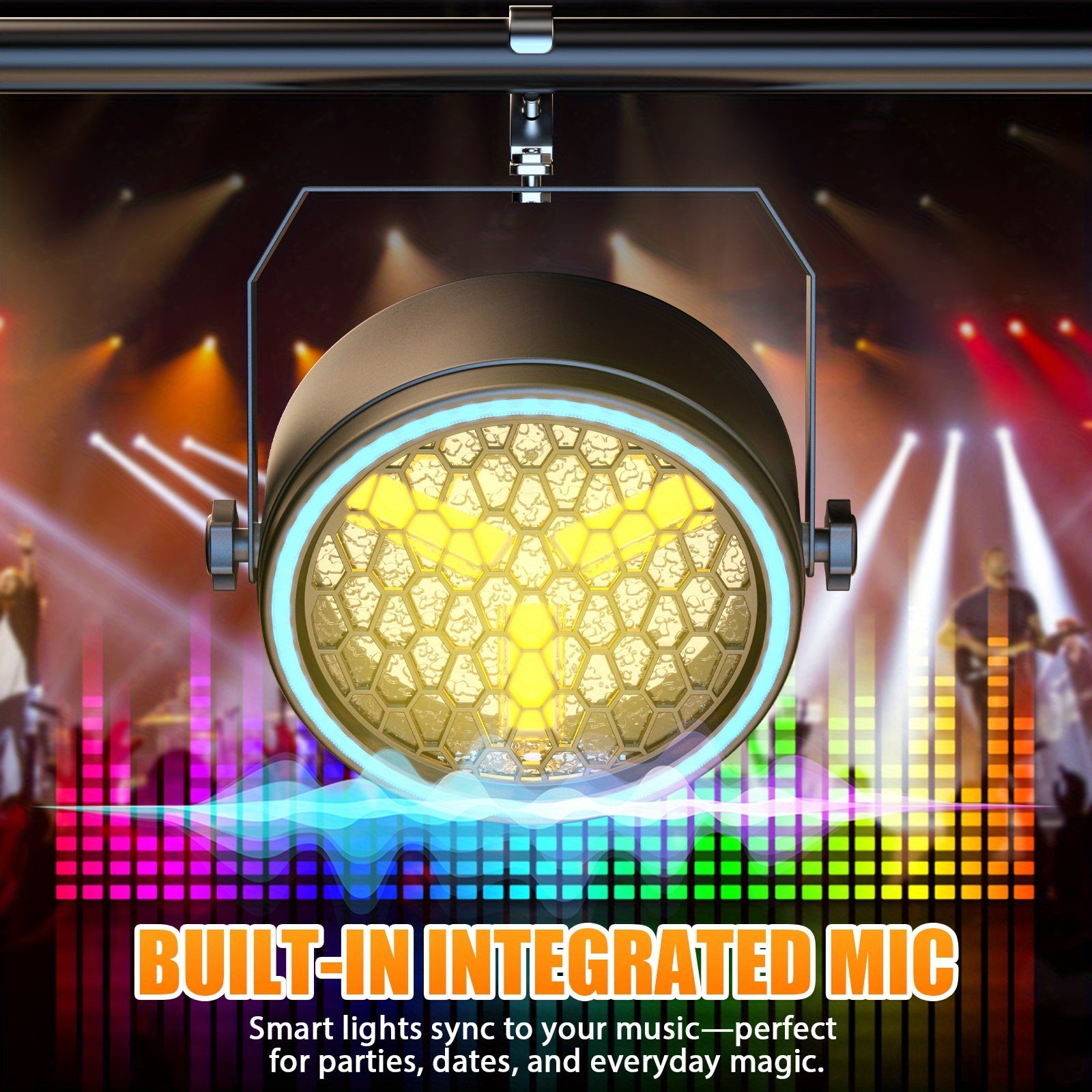 180W stage par light COB stage spotlight, backlight gold ultra-bright LED par light with light strip, DMX512 control, sound-activated retro upward lighting, suitable for events, clubs, weddings, theaters, churches, dance lighting
