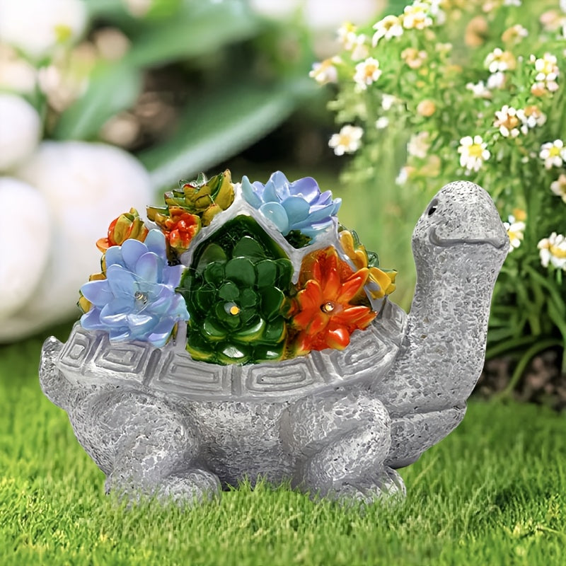 Solar Light, Succulent Flower Turtle Statue Light, Resin Craft, Perfect for Courtyard, Garden, Lawn, Steps, Mother‘s Day, Halloween, Christmas Gift