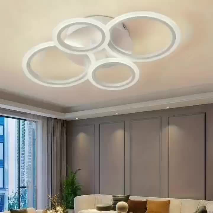 1pc-4 ring LED ceiling light, modern LED ceiling fixture, warm light, metal ceiling mount with detachable clips, suitable for kitchen, bedroom, living room, laundry room - mounting hardware included