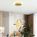 Modern LED Indoor Pendant Light Double-C Circle Pendant Decoration, 3-Color Temperature Adjustable Lighting Fixture