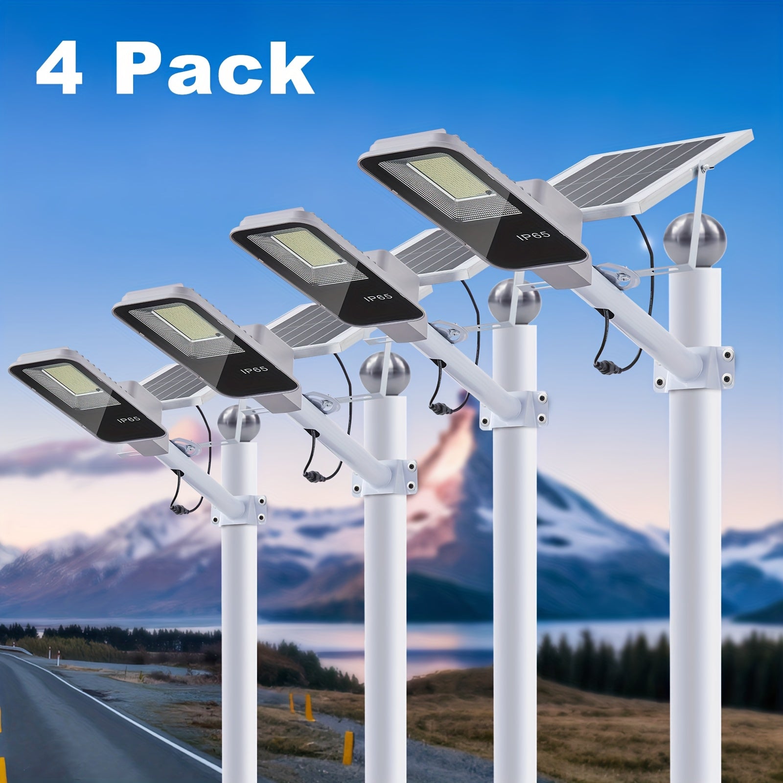 Solar Street Light Outdoor, Dusk-to-Dawn Solar Parking Lot Light with Light Sensor Mode, Solar Light for Outdoor, Backyard, Garage, Barn, Garden, 4/2/1 Pack