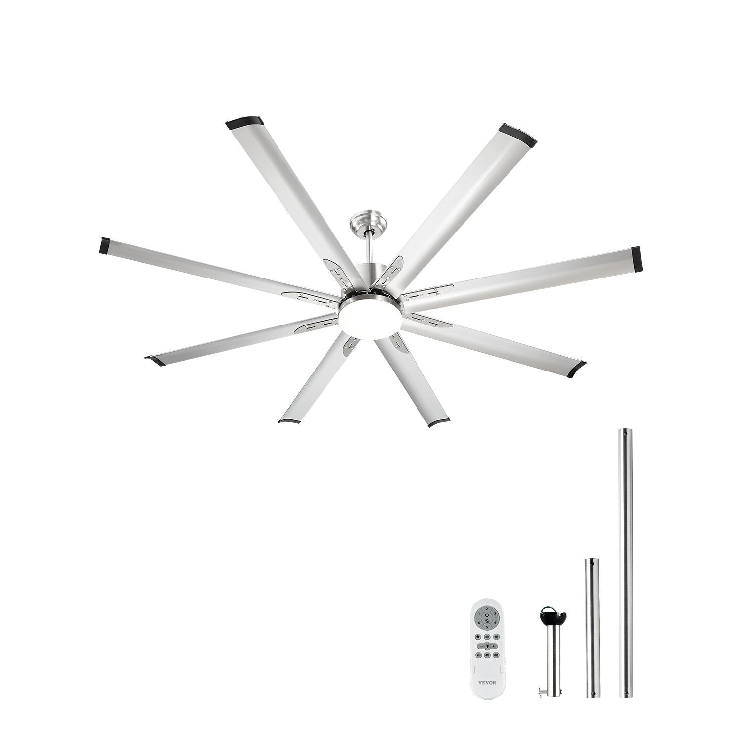 VEVOR 72/84 Inch Ceiling Fan with Light, Remote Control, Reversible Motor, Brushed Nickel