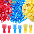 100/80/60pcs Nylon Spade Electrical Wire Connectors | 22-10 AWG Fully Insulated Terminals, Male & Female Crimp Connector Kit for Speaker Car Stereo Wiring, Industrial Quick Connect/Disconnect Wire Assortment, Red Blue Yellow Color