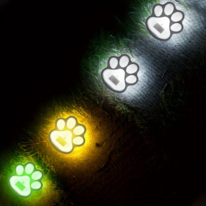四个LED 狗爪印太阳能灯，4 件套狗,猫,小狗动物花园灯爪灯适用于通道、草坪、庭院、户外装饰