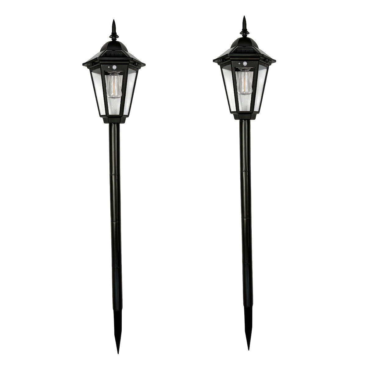 2 Pack Large Solar Street Light with Motion Sensor and Smart Control | European Lantern Style Black LED Outdoor Light, 3.94ft Tall, IP65 Waterproof, Durable Plastic, Lithium Battery, Perfect for Courtyard, Garage, Door, Garden, Square, Street