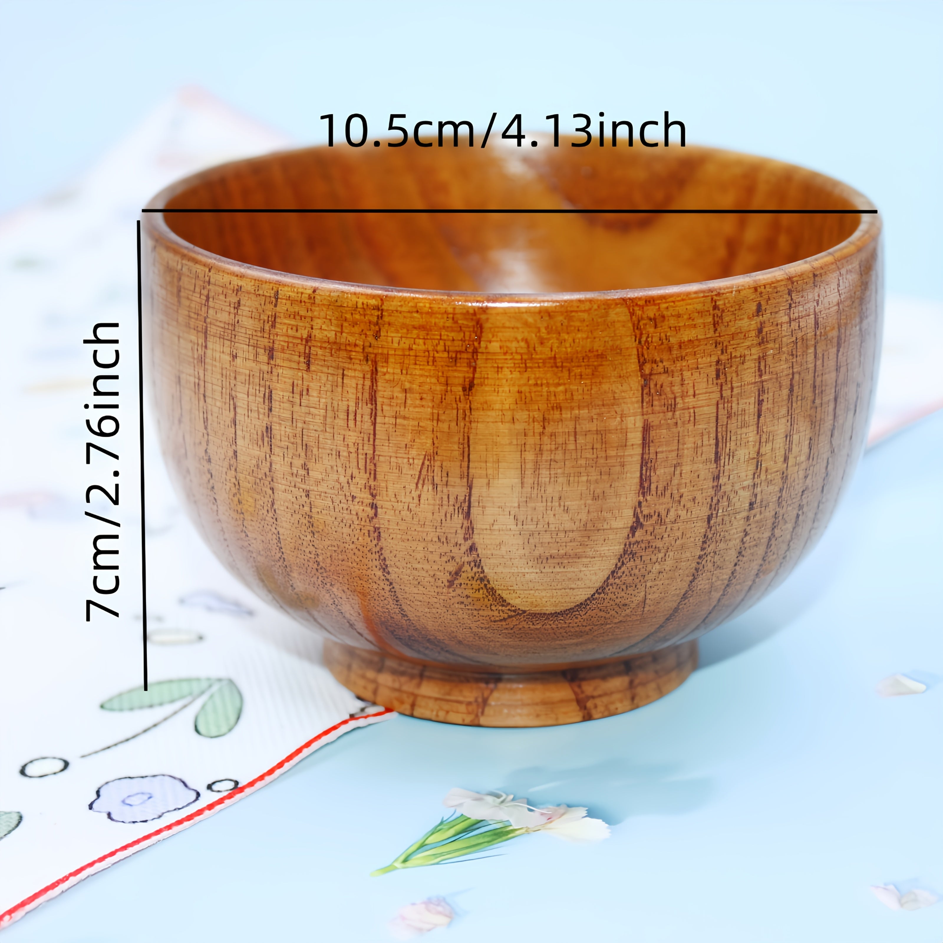 Japanese Vintage Solid Wood Bowl – Anti-Scald Protection for Home Use, Travel & Takeout Camping Drop-Proof Bowl, Kitchen Utensil – Rice Bowl, Noodle Bowl, Soup Bowl, Salad Bowl, Fruit Bowl, Jam Wooden Bowl