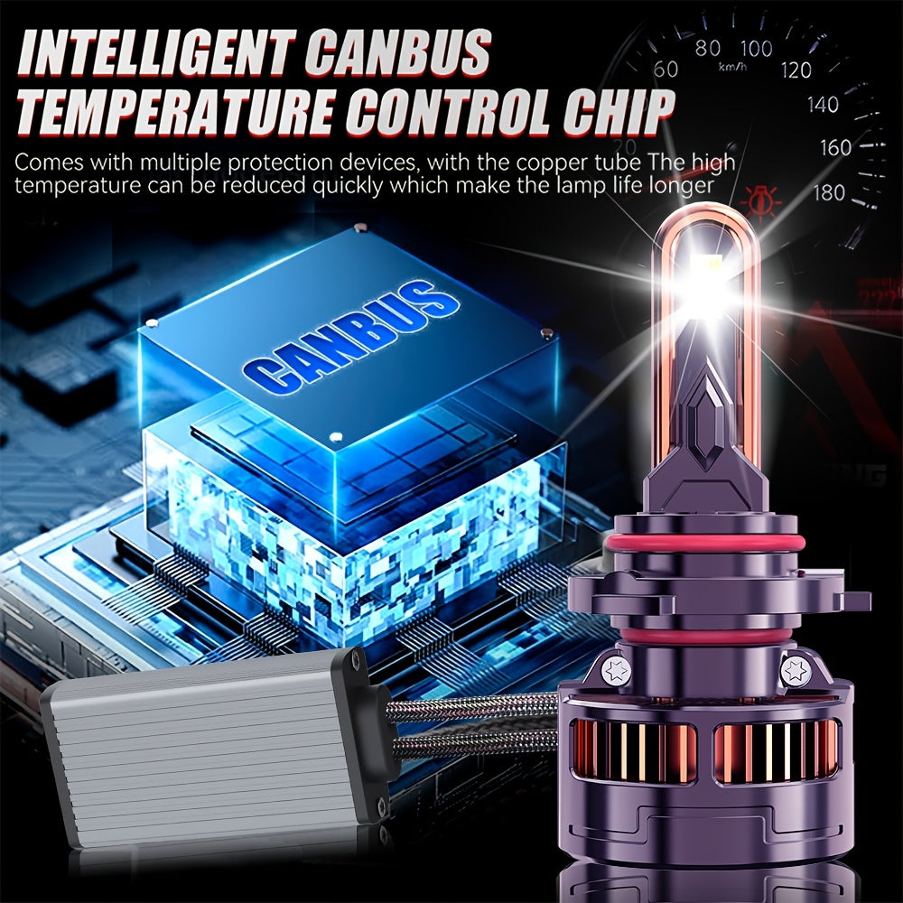 2-Pack H1 H4 H7 H11 9005 9006 9012 LED Car Headlights, 9570 CSP Chip White Light Technology, 56500 Lumens (340W) Brightness, High/Low Beam Integrated, Fast Heat Dissipation, Suitable for Various Environments, Plug-and-Play