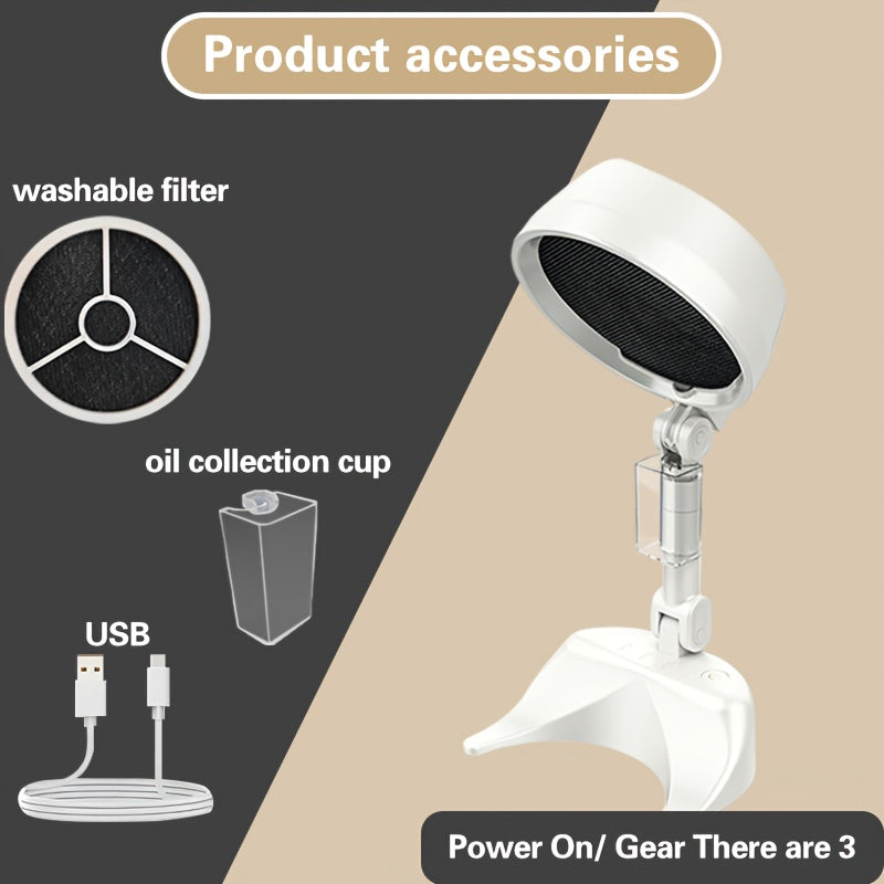 Compact Foldable 3-Speed Tabletop Smoke Extractor – Portable Smoke Purifier for Indoor Cooking, BBQ, Hot Pot & Kitchen | Adjustable Airflow, Space-Saving Design
