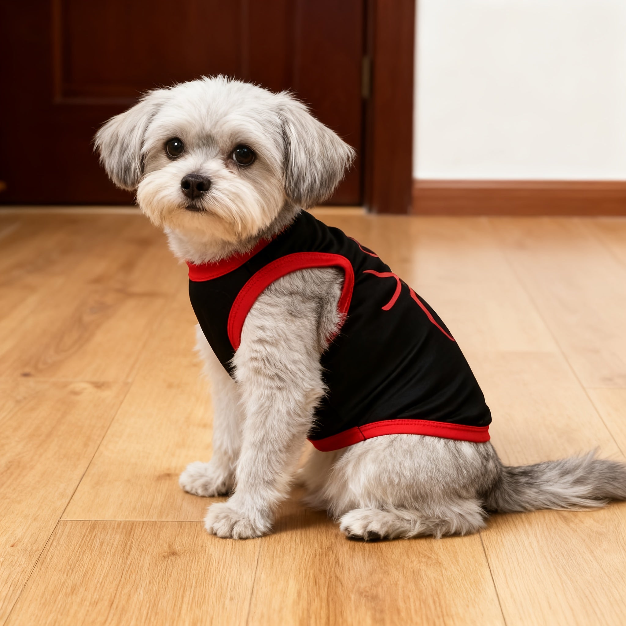 中小型犬四季通用宠物服装——柔软透气不束缚活动，蜘蛛和蝙蝠印花宠物背心，防跳蚤和减少脱毛，室内和室外使用的设计，保温和透气