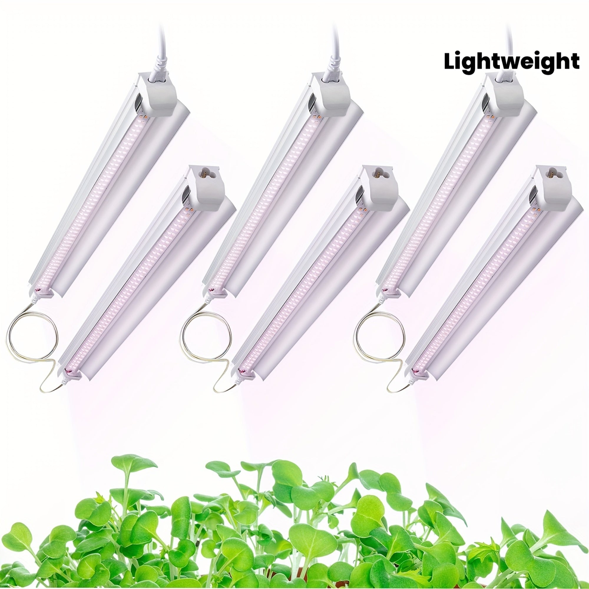 Indoor Plant Grow Light, 4ft T8, 270W (6 x 45W, 1620W Equivalent), Full Spectrum Sunlight Plant Light, Pinkish-White Spectrum Grow Light Strips, LED Indoor Plant Lamp, for Greenhouse, 6-Pack.