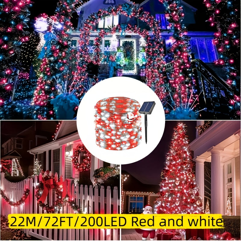 1个户外LED太阳能彩灯，带8种模式，有105英尺/72英尺/39英尺/23英尺太阳能花灯可选，适用于装饰花园、露台、圣诞树、派对、婚礼和各种美丽的活动（多色）