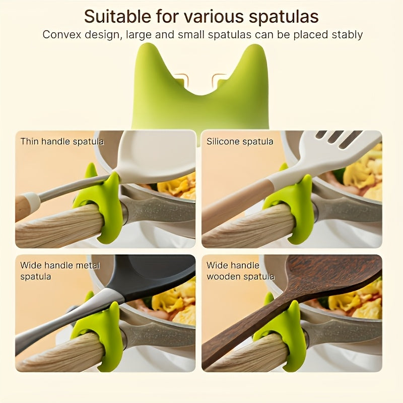 3Pcs Multifunctional Pot Spatula Rack, Pot Side Heat-proof Overflow-proof Utensil Holder, Integrated TPR Kitchen Tool Rest, New Universal Countertop Storage Stand for Spatula Spoon Kitchen Gadgets