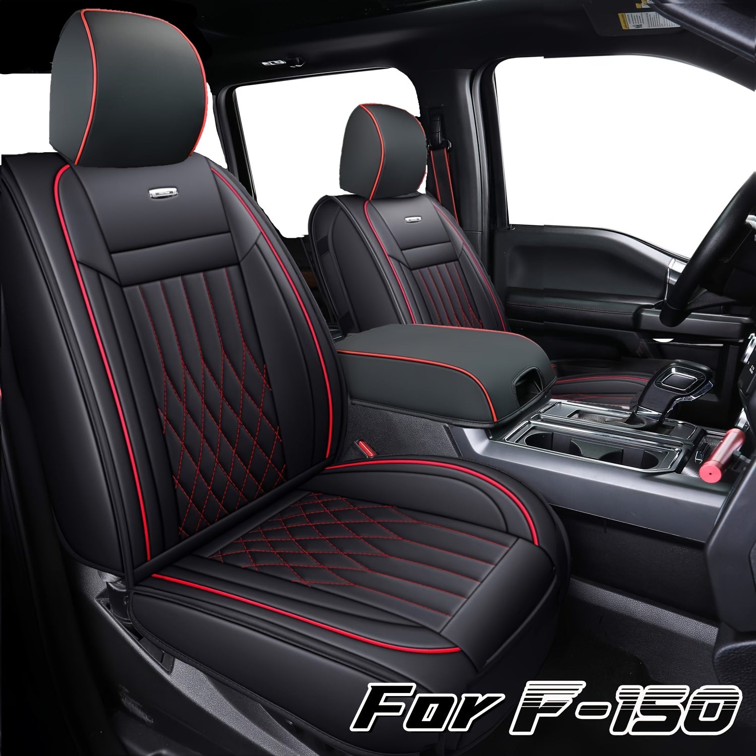 Full Set Seat Covers for Ford F150, Fits 2015-2025 Ford F150 and 2017-2025 Ford F250, F350, F450, Waterproof Artificial Leather