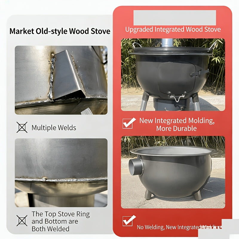 Large Wood Burning Stove, New Rural Multi-Functional Portable Wood Cooker for Iron Pot, Heating Stove