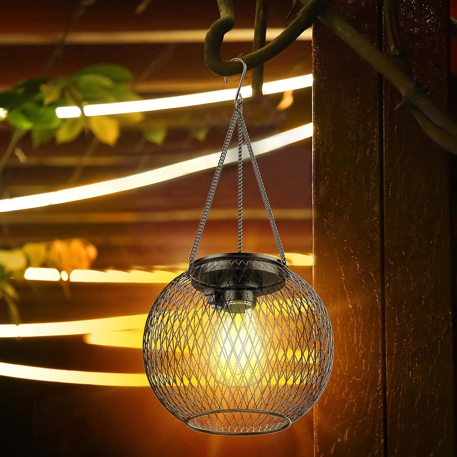 Outdoor Solar Light Upgraded Hanging Solar Light Outdoor Garden Christmas Decorative Lighting Solar Tree Light Perfect for Garden Courtyard Yard Patio Walkway, 2 Pack