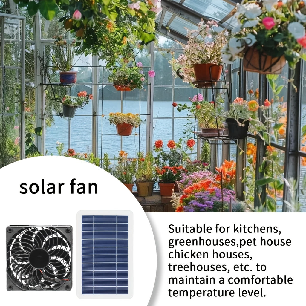 1 Piece Solar Panel + Fan, Solar Powered Electric Fan Without Battery, Detachable Solar Panel, Ideal for RV, Camping, Chicken Coop, Greenhouse, Shed, Pet House and Window Installation