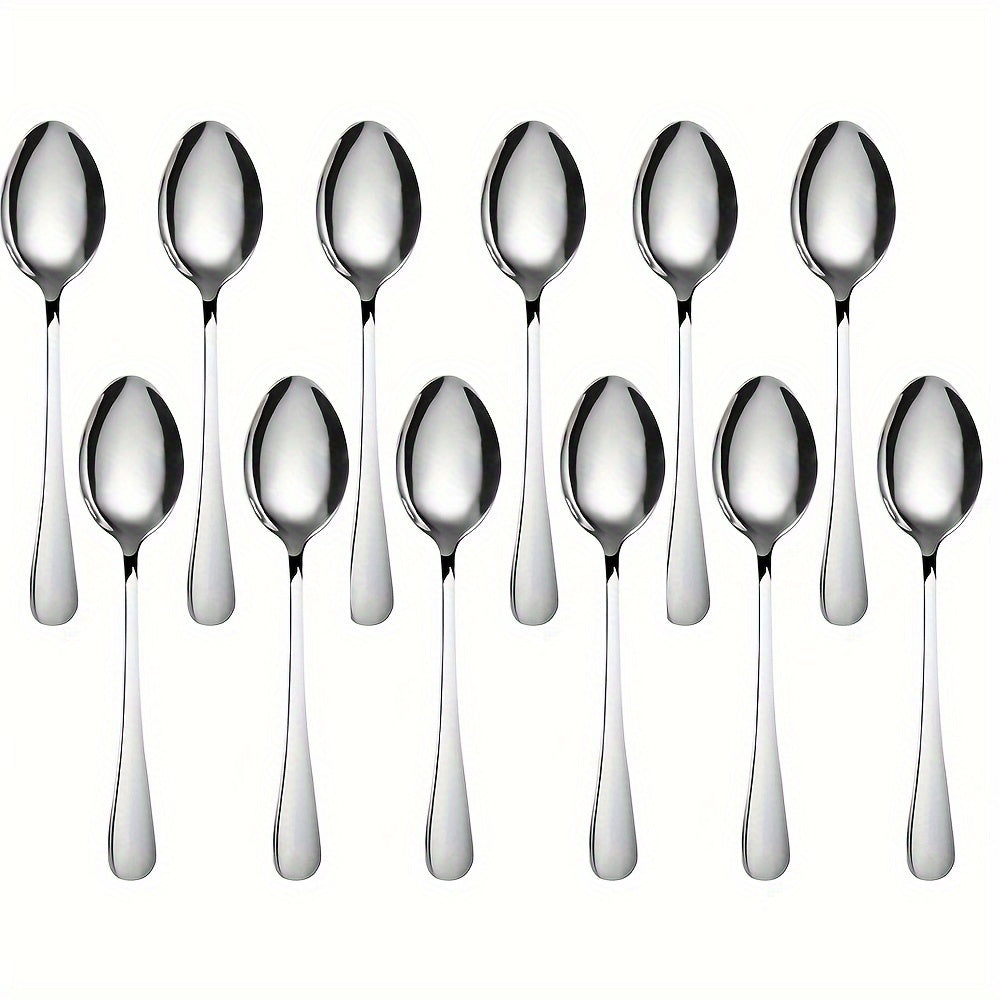 12-Piece Stainless Steel Dessert Spoon (5.39in) – Mini Ice Cream Spoon, Coffee Spoon, Fine Tea Spoon – Small Stainless Steel Spoon, Cutlery Set – Perfect for Home, Kitchen, Restaurant, Afternoon Tea