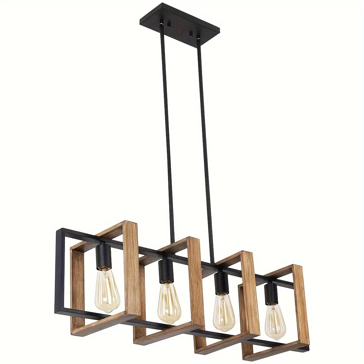 35.4-Inch Kitchen Island Lighting, 4-Light Dining Room Farmhouse Pendant Light, Black Modern Chandelier, Pool Table Light, Matte Black Metal Finish (Bulb Not Included)