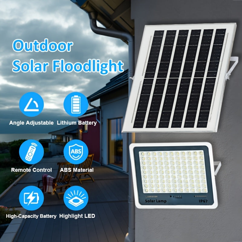 Solar Garage Light for Illumination, Wall Mount Light, Street Light, Flood and Search Light, Emergency Light - IP67 Rating, Remote Control Included, 177-Inch Cable, Perfect for Garden, Path, Courtyard and Hallway