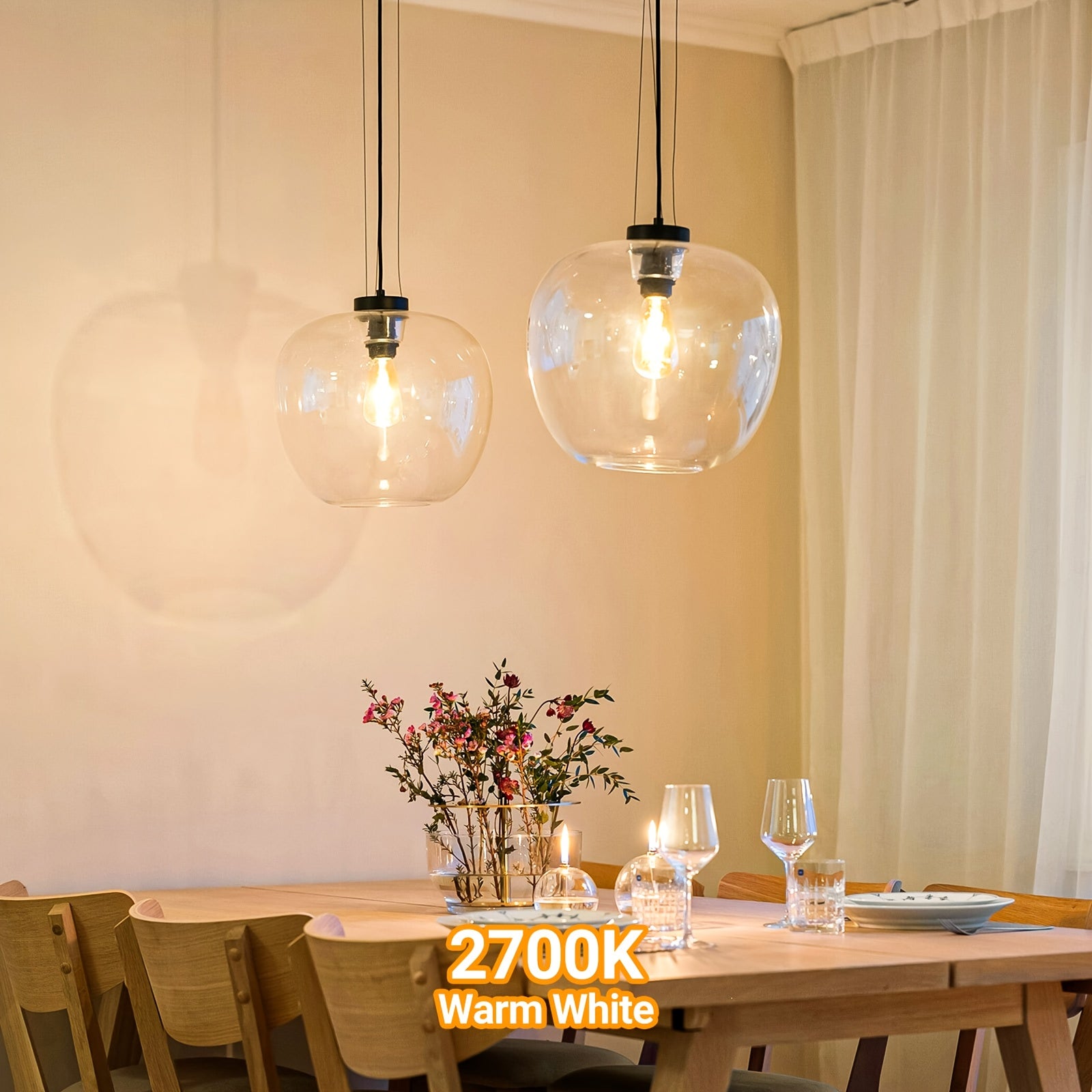 ALLU LED Edison bulb 8W, 1100 lumens dimmable LED bulb, 5000K cool white & 2700K warm white, 4000K daylight white, ST21/ST64 LED filament bulb, CRI 85+, E26 medium screw base, flicker-free, 6-pack, ETL certified