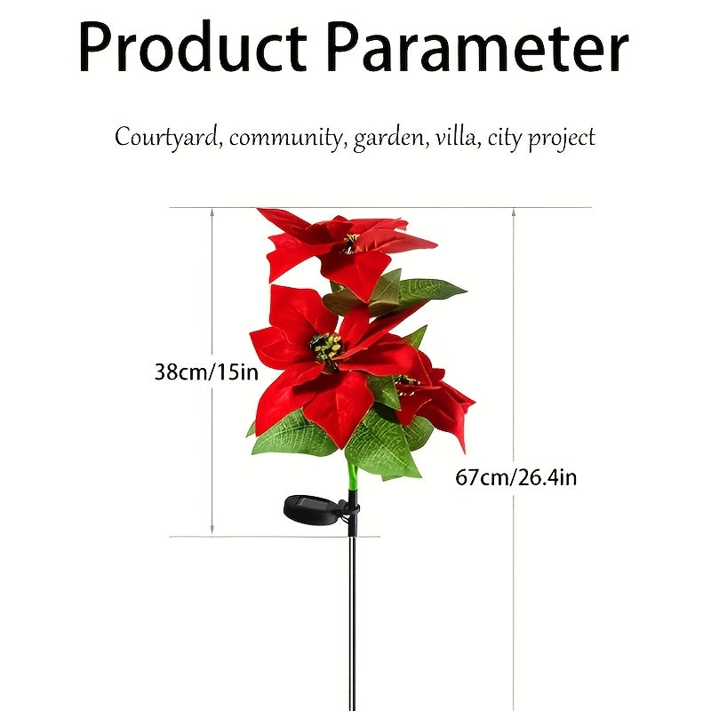 8-Piece Solar Large Red Flower LED Light Set, Realistic Design, Suitable for Garden Decoration. These Semi-Flush Mount Lawn Lights Come with a Switch, Perfect for Outdoor Spaces such as Courtyard, Patio, Lawn.