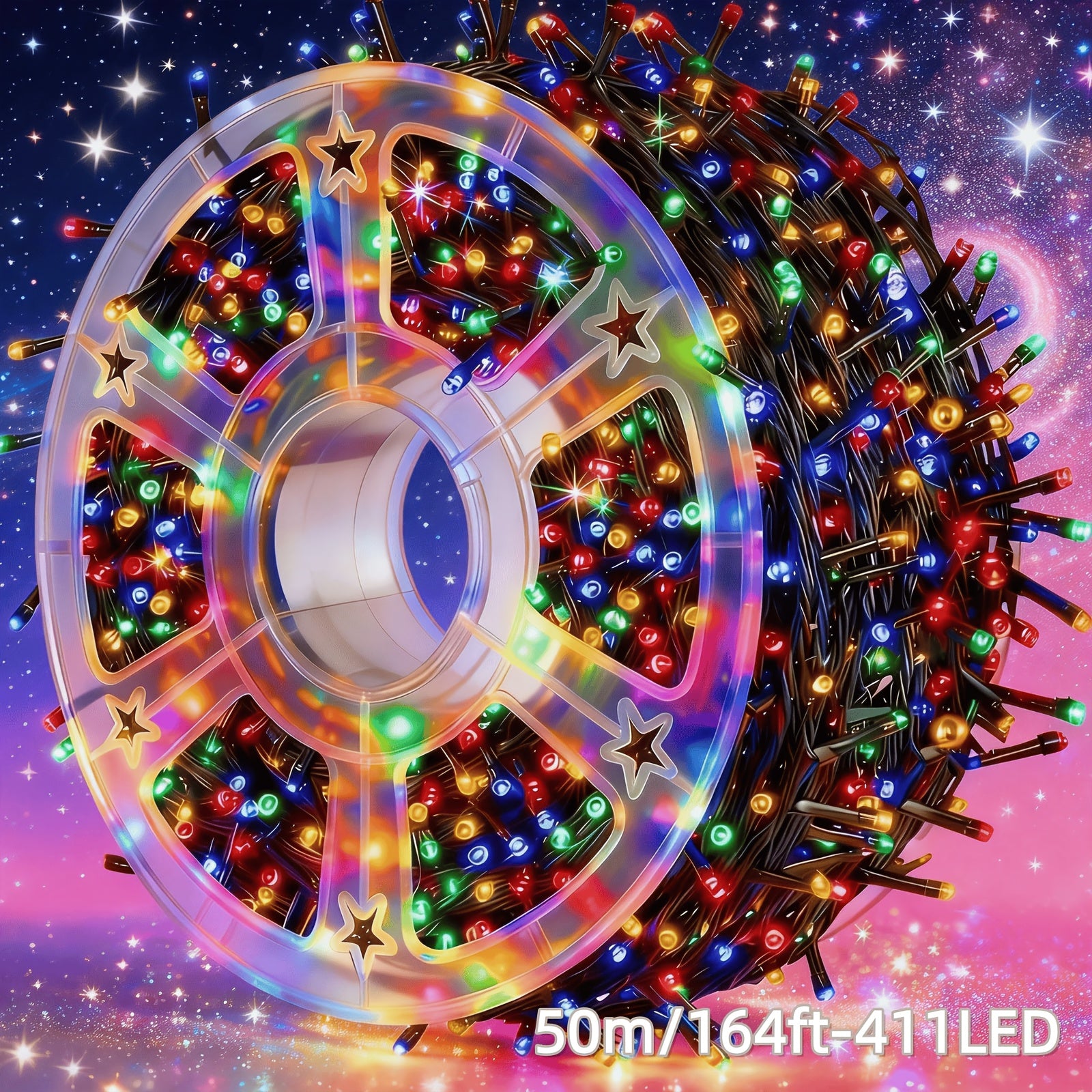 LED串灯 411颗/331颗/271颗/191颗灯珠 8种模式 IPX4级防溅户外仙女灯 适用于圣诞、情人节、复活节、万圣节、感恩节、跨年夜、独立日、光明节、排灯节、婚礼、花园、阳台、露台、派对装饰