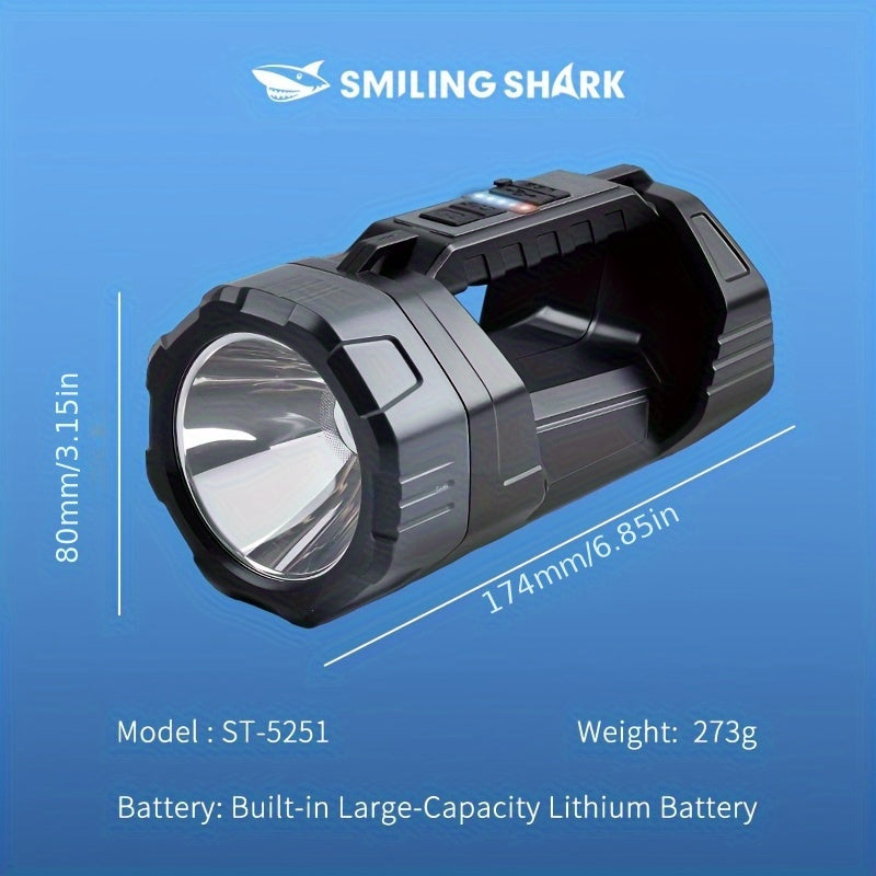 SMILING SHARK Rechargeable Spotlight Equipped With Ultra Bright LED Spotlight And COB Side Light Designed For Long Time Use Handheld Searchlight With Solar Panel