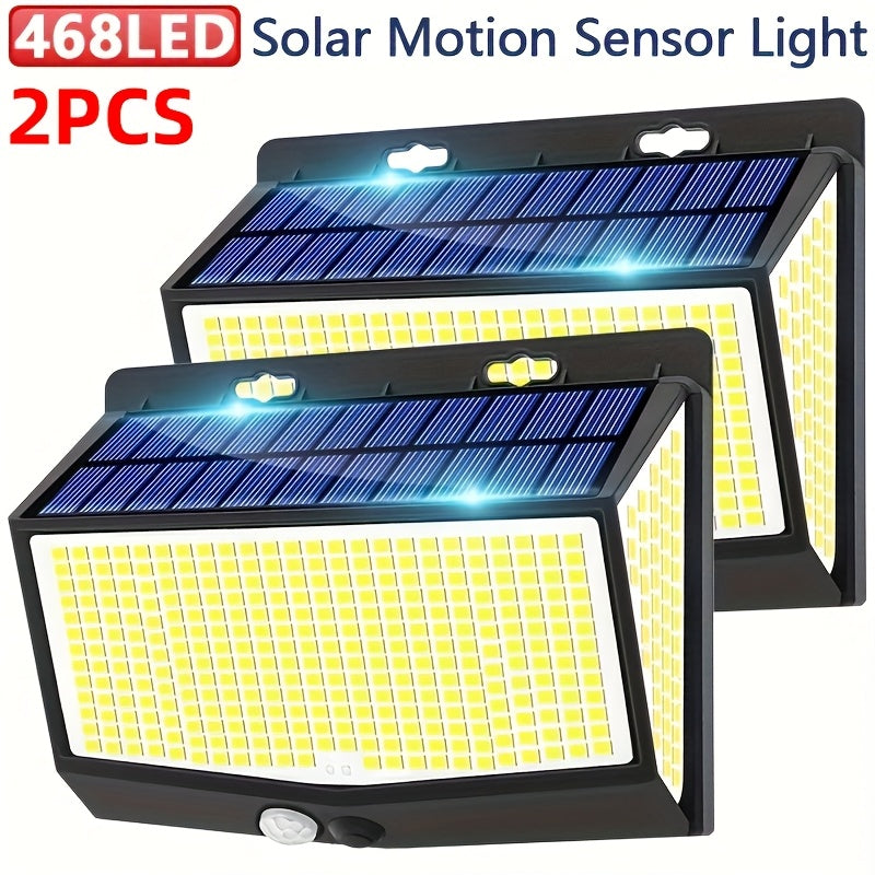 1/2/4 Pack Solar Outdoor Wall Light, Equipped with 468 LED Beads, with PIR Motion Sensor, Outdoor Solar Street Light Features 3 Lighting Modes, IP65 Protection Rating, Perfect for Courtyard Garden
