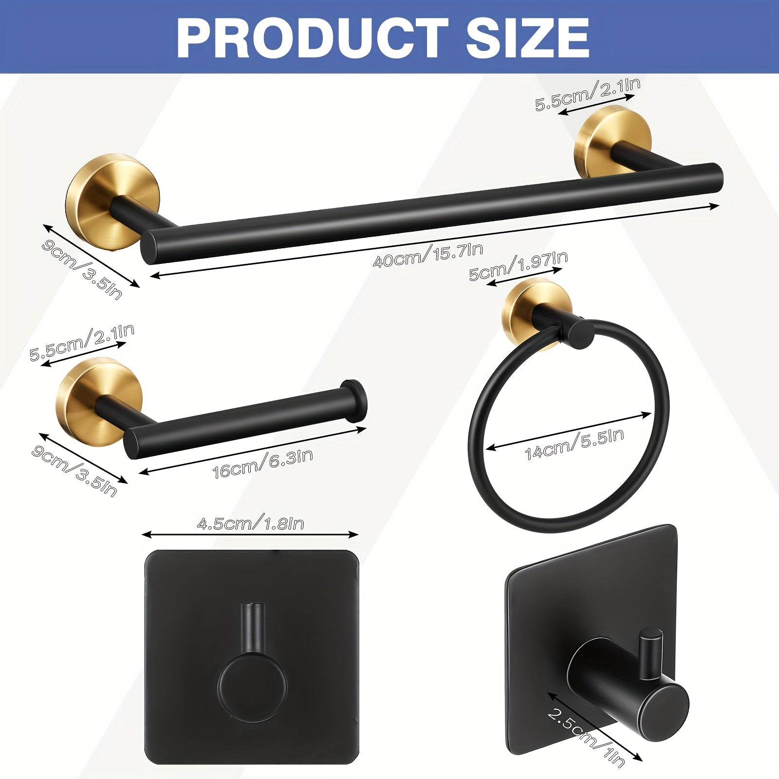 10-Piece Matte Black Bathroom Hardware Set - SUS304 Stainless Steel Wall Mount Towel Bar (16"), Toilet Paper Holder, Corner Hook & 2 Robe Hooks, with Screws & Anchors - Rustproof Bathroom Organizer for Towels, Robes, Accessories - Easy Install