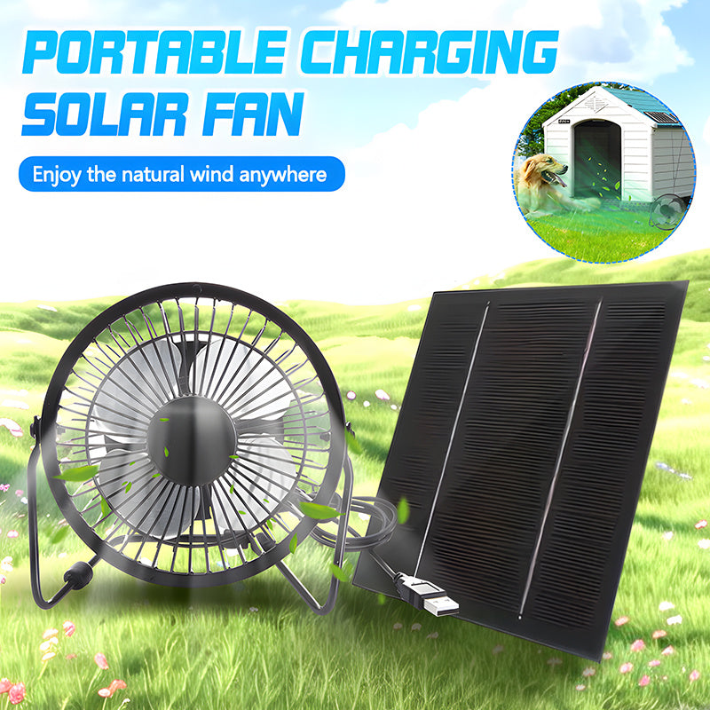 Solar Outdoor Charging Fan - Portable Solar Cooling Fan with Adjustable Head, Compact Design, Battery-Free, Durable Structure, Solar Panel Power System, Perfect for Camping, RV, Home and Outdoor Use
