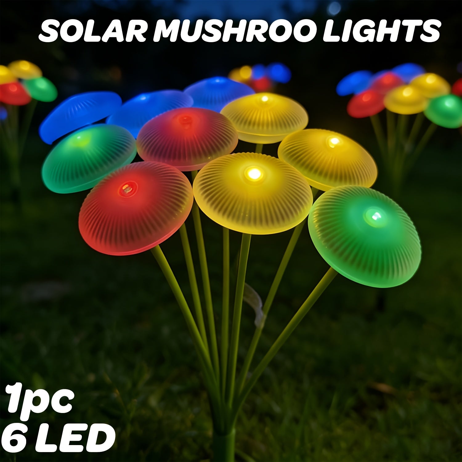 10/8/6LED Solar Jellyfish Mushroom Light, IP44 Garden Landscape Light, Outdoor Ground Insert Lawn Light, Courtyard Decorative Light, Festival Garden Decorative Light, Outdoor Pathway Light (Warm/Color Light)