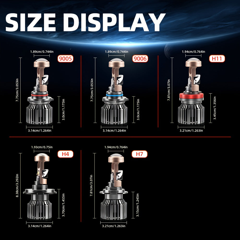 2 Projector Lens 9005/HB3 9006/HB4 H7 H11 Car Bulbs H4 High/Low Beam Integrated 6000K Brighter White Light, Wireless Car Lighting Plug-and-Play No Battery Needed