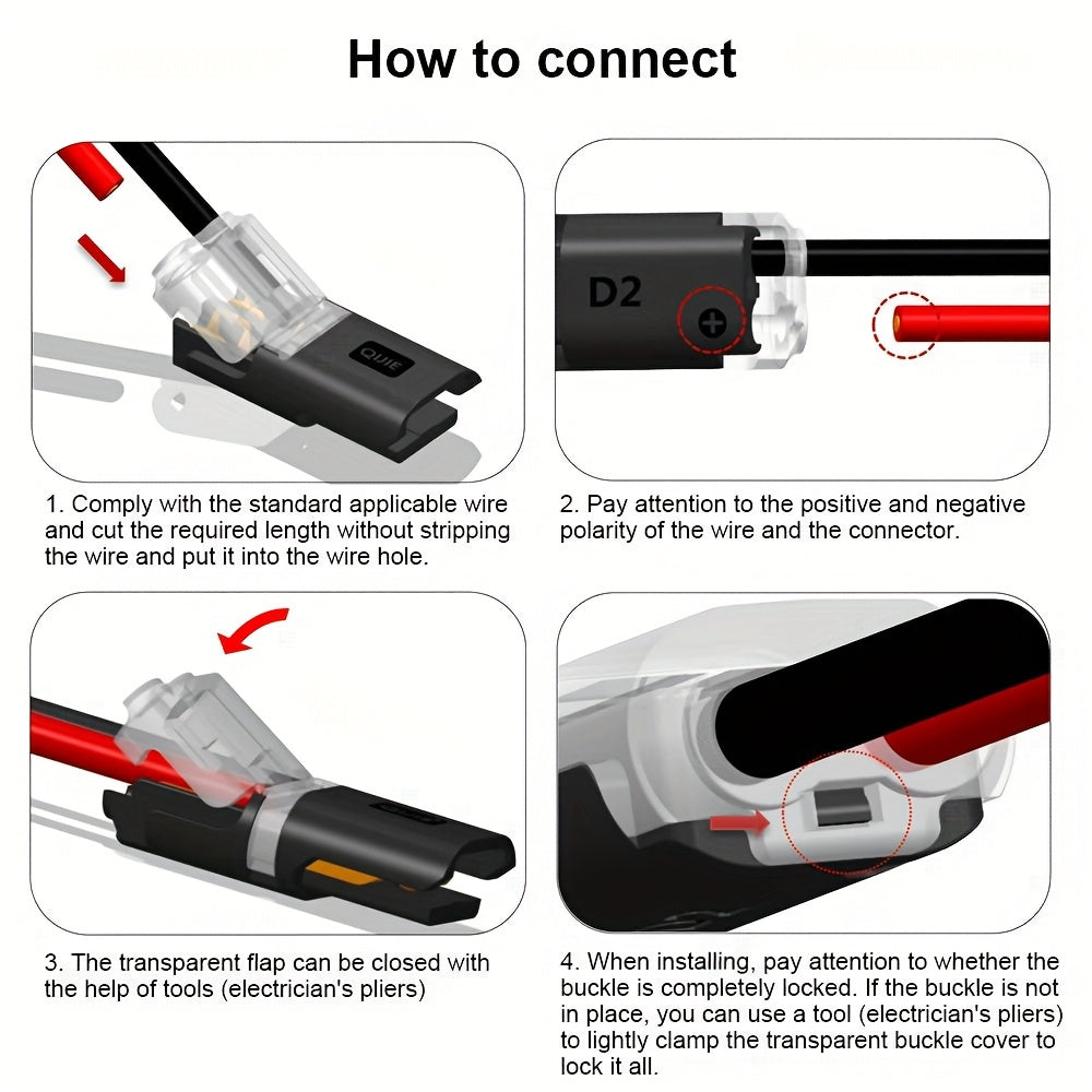 Black Terminals, 15/30/75PCS Pluggable Universal Quick Splice Connectors, Solderless & Stripless Quick Terminal Connection