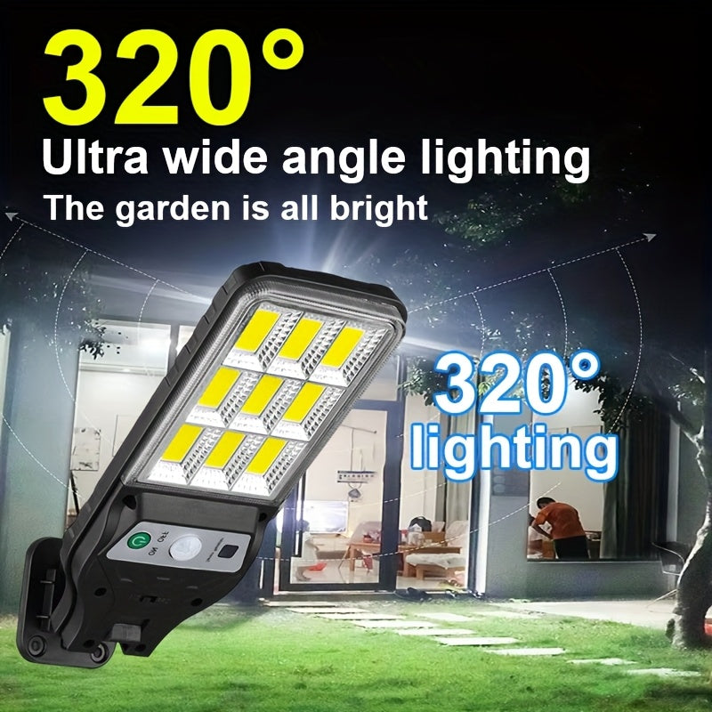 1/2 Pack COB Solar Exterior Wall Light, Smart Motion Sensor Switch, 3 Lighting Modes, Solar Charging Outdoor Street Light, Perfect for Outdoor Garden Lighting, Garden, Patio, Street Light, Porch Light, Home Lighting