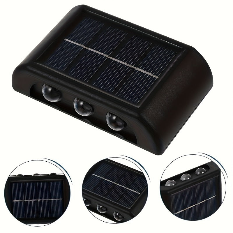 6LED Adjustable Solar Wall Washer Light, Up and Down Adjustable Convex Mirror Wall Light / Warm Light, Outdoor Landscape Light, Villa Lighting | Architectural Lighting, Courtyard Beautification | Villa Exterior Wall Art Wall Washer Light