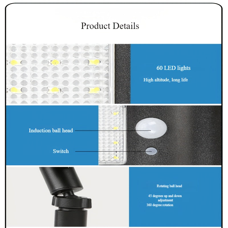 Large Capacity 1200mAh Battery Solar Small Street Light, Solar Light Outdoor Clip Courtyard Lawn Light Street Light Garden Light