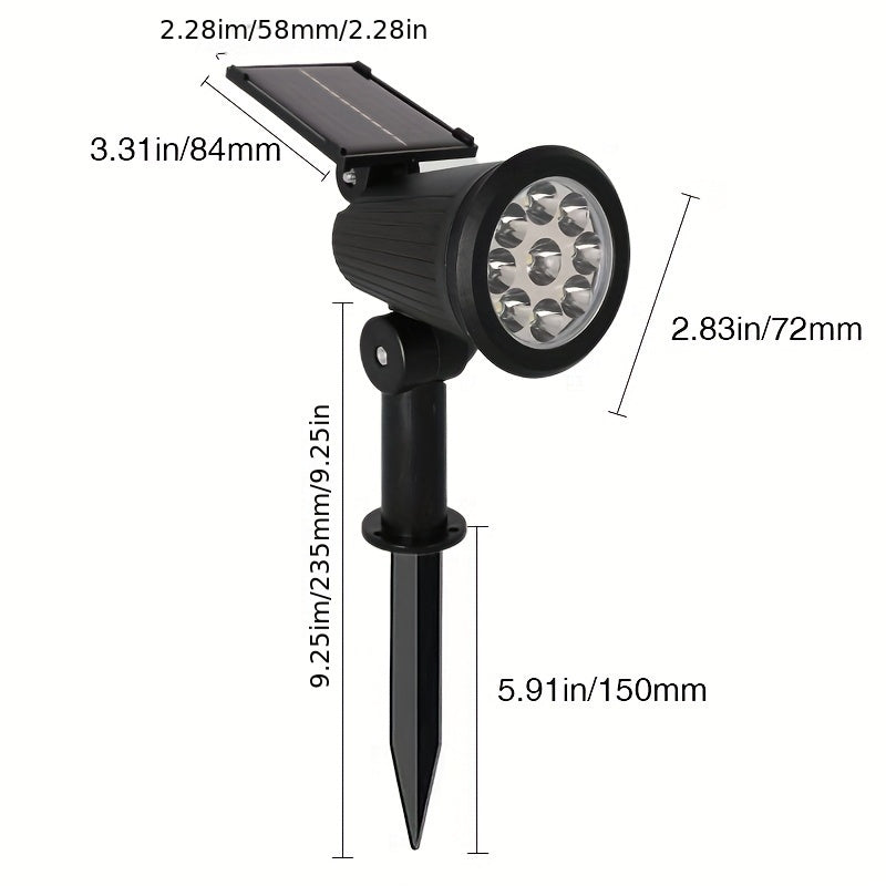 1 件节能太阳能 9LED 景观聚光灯 - 多功能花园气氛灯，带可调式桩，水晶装饰，适合户外装饰，非常适合庭院、阳台、草坪、通道、别墅、游乐场和万圣节、太阳能花园装饰
