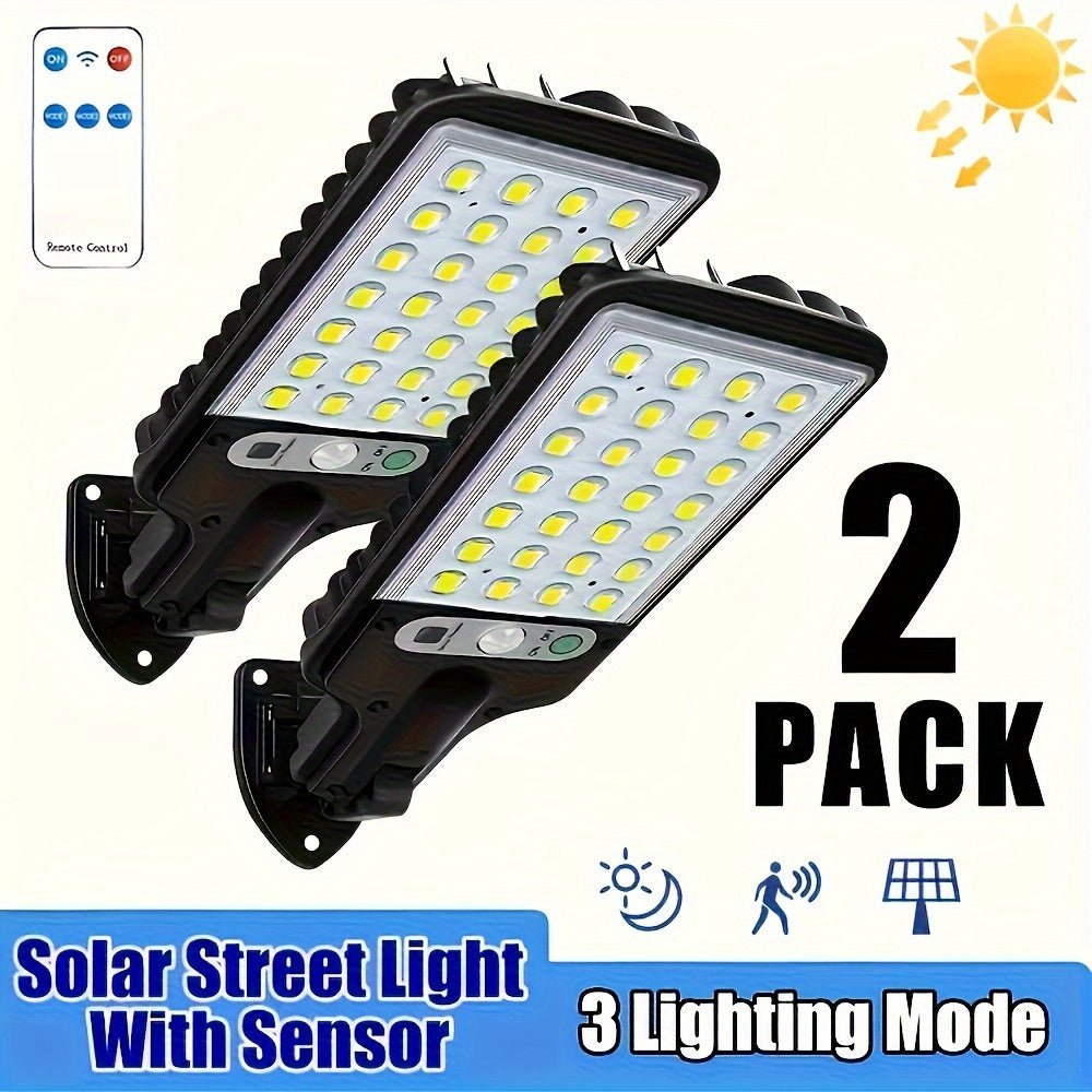 1/2PCS Outdoor Commercial Street and Area Lighting Light, Solar Sensor Smart Light with Motion Sensor and Remote Control, 3 Lighting Modes, Smart Solar Street Light, Portable Wall Light, Perfect for Garden, Walkway, Patio, Courtyard, Easy