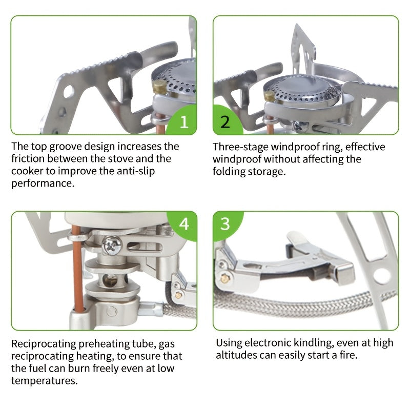 High-Performance Camping Alpine Stove - High-Strength Lightweight Design, Compact Foldable for Easy Portability, High Heat Output & Wind Resistance, Especially Suitable for High Altitudes - Universal Outdoor Stove for Picnic