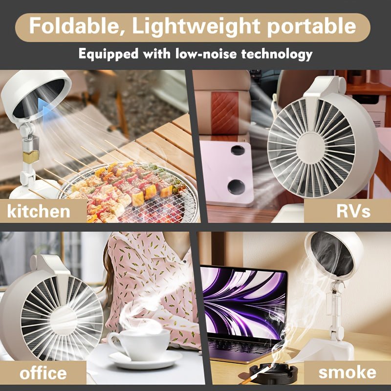 Compact Foldable 3-Speed Tabletop Smoke Extractor – Portable Smoke Purifier for Indoor Cooking, BBQ, Hot Pot & Kitchen | Adjustable Airflow, Space-Saving Design