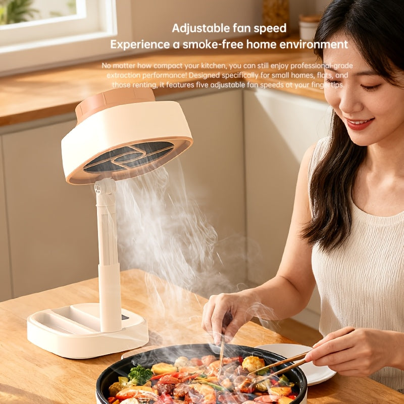 Foldable Portable Range Hood, 5 Powerful Suction Speeds, Adjustable Height & Angle, Removable Filter, USB Power Cord, Includes Exhaust Duct, Ideal for Indoor Home Cooking, BBQ, Hot Pot, Portable Kitchen Exhaust Fan